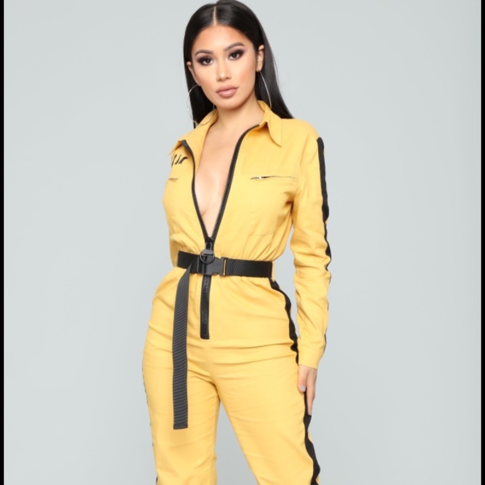 Yellow FashionNova Jumpsuit